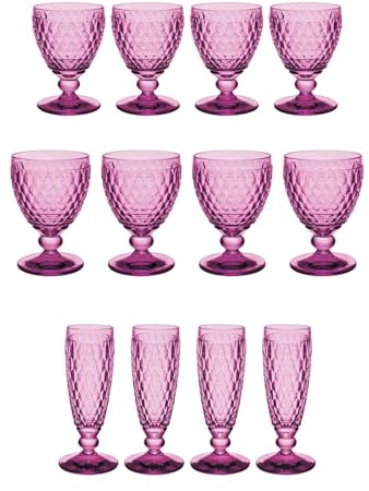 Villeroy & Boch Boston Berry Gläser-Set 12-teilig | Wassergläser (400 ml), Weißweingläser (230 ml) und Sektgläser (145 ml) für 4 Personen | Kristallglas | Spülmaschinengeeignet