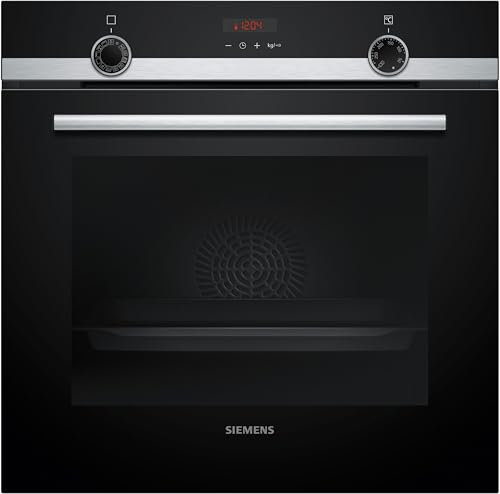 Siemens HQ574AER3 iQ300 Horno empotrado con soporte de vapor, 60 x 60 cm, limpieza por pirólisis, calentamiento rápido, 10 programas automáticos, aire caliente 3D, telescópico extensible extensible