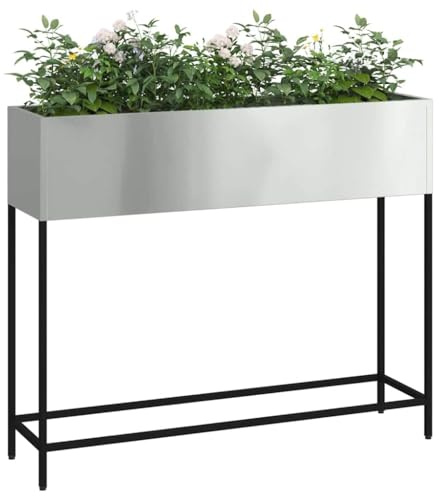 vidaXL Verhoogde Tuin Plantbak Zilver 100 x 26 x 82 cm