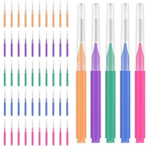 50 cepillos interdentales, cepillos de hilo dental, palillos de dientes, cepillos de limpieza interdental, kit de limpieza de aparatos dentales, herramientas de limpieza para aparatos dentales