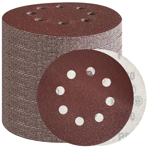 105PCS 125mm Sanding Discs, 5 Inch 8 Hole Hook and Loop Sanding Pads for Random Orbital Sander(15x60/80/100/120/180/240/320 Mixed Grits)