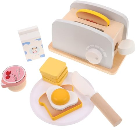 Gatuida Jouets Cuisine Bois Machine à Pain Miniature Jouets Imitation pour Garçon Fille Accessoire de Petit-déjeuner pour Maison de Poupée
