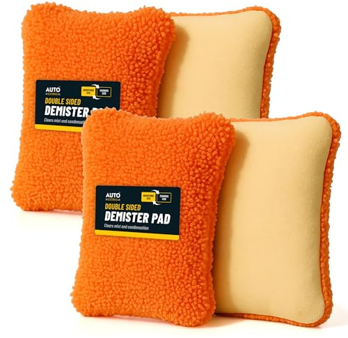 SOL 2pk Double Sided Demister Pad, Microfibre Chamois Car Window Sponge, Windscreen Mist Condensation Remover, Reusable Interior Glass Cleaner, Clears Fog Fast for Safe Driving