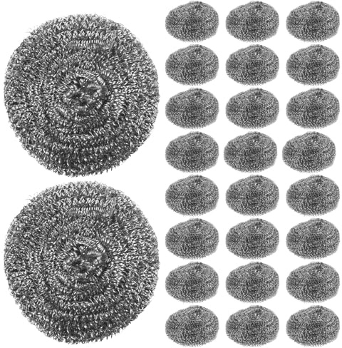 SMASOLO 40 Pezzi Spugne Abrasive in Acciaio Inox Antiruggine Lana d Acciaio Resistente per Pulizia Pentole Padelle Fornelli e Lavelli in Cucina Rimuove Sporco Ostinato Senza Graffiare