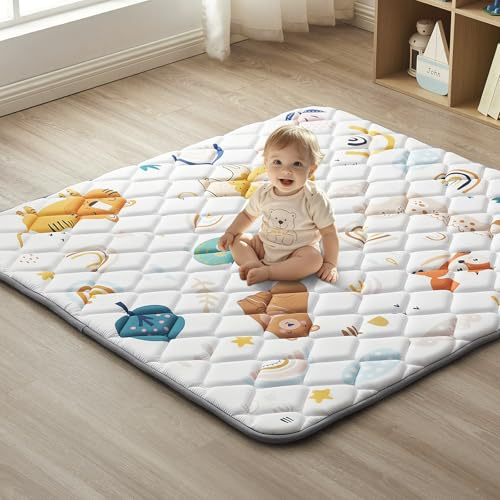 Hamino Crawling Blanket for Babies 47 x 47 in, Foldable Crawling Mat for Babies, Soft and Non-Slip Play Mat, Suitable for Children's Rooms Floor Mat (Animals)