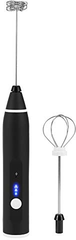 Generic Espumador de Leche Eléctrico, Mezclador de café Portátil Ligero Recargable para el Hogar, Oficina, Cocina, Negro, Espumador de Leche USB de 11