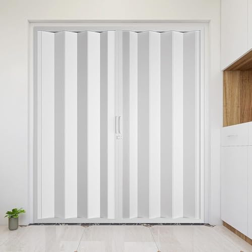 Pounjsd falttür komplettset faltschiebetür, schiebetür komplettset, falttüren innen 230 cm breit, falttür spezialmaß, wabenfalttür, Weiß folding door für Schlafzimmer, Badezimmer, Küche, Büro