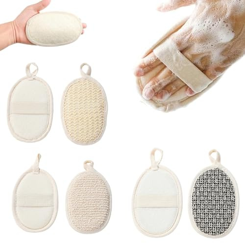 SWYZOR Loofah Eponge Exfoliante Corps,3 Pcs éponges Naturelles en Luffa,éponge Exfoliante Naturelle,pour Femmes et Hommes,pour le Corps et le Visage