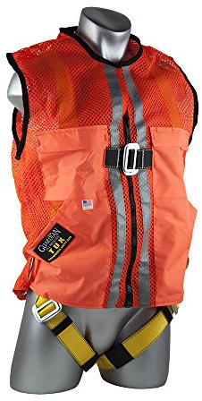 Guardian Fall Protection 02120 Orange Mesh Construction Tux Harness, Large