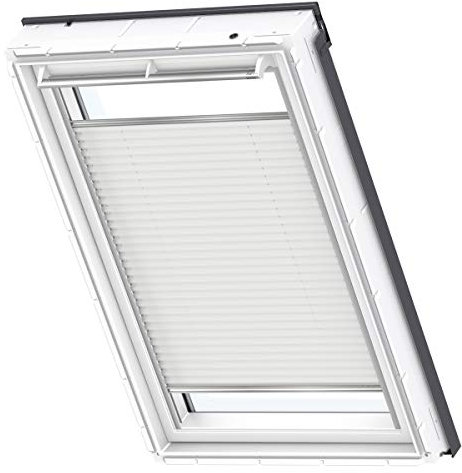 Original Velux Faltstores DuoLine Rollo für GGL / GPL / GHL / GTL / GGU / GPU / GHU / GTU MK08 / Stofffarbe 1045 weiß, Schienenfarbe silber // FHC MK08 1045S