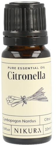 Nikura Citronella Essential Oil - 10ml | Great for Candle Making, Wax Melts, Aromatherapy Oil, Natural Soap Making | Cleaning Supplies | 100% Pure Natural Oils | Vegan