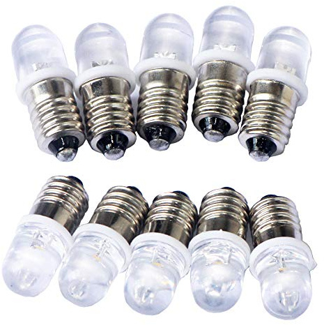 GutReise 10pcs E10 3V spot led birne lampen warm weiß + 10pcs e10 basis (3 v, Warm - weiß)