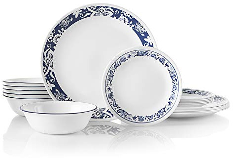 Corelle 18-Piece Service for 6, Chip Resistant, True Blue Dinnerware Set