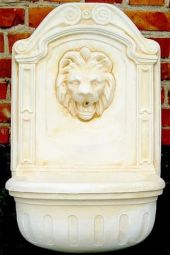 Casa Padrino Barock Wandbrunnen Löwe Weiß/Beige H. 77 cm - Gartenbrunnen im Barockstil