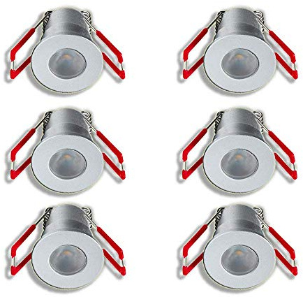LEDUX 3W Mini Einbaustrahler IP65 Wassergeschützt Warmweiß Dimmbar mit Funk-Netzteil, Minispots für Innen- und Außenbeleuchtung,Terrassendach, Carport (Silber, 6x Minispot)