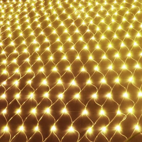 UISEBRT Red de Luces LED Cadena de Luces 3 x 2 m, Lámpara decorativa de interior y exterior para Navidad, Halloween, Jardín, Bodas, con 8 modos de luz (3 x 2 m, Blanco cálido)