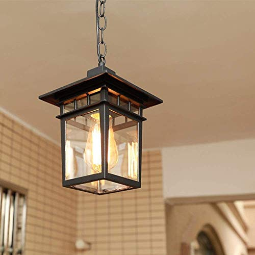 ZHANGL Plafond extérieur étanche Pendentif en Verre Clair Aluminium Vintage Industrial Abat Lustres E27 Hight réglable Rétro Lampe Suspendue Suspension for pavillon de Jardin Porche