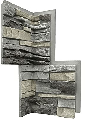 GenStone Faux Stacked Stone 90 Degree Inside Corner Panel 22.5 x 12 in Northern Slate Color for Do It Yourself Friendly Home Improvement Projects