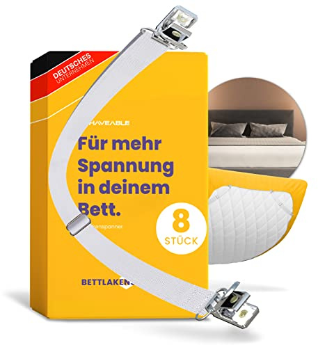 Haveable Bettlakenspanner 30-100 cm, Betttuchspanner 8 Stück, verstellbar | Spannbettlaken Spanner, Bettlaken Spanner, Topper, Metallclips, elastisch, faltenfrei, Matratze
