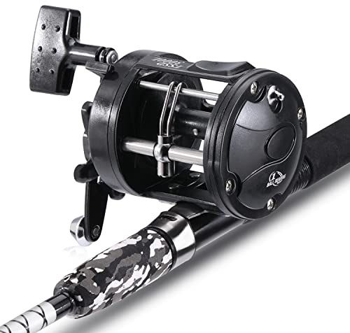 Sougayilang Conventional Reel and Fiberglass Fishing Rod Combo, Medium Heavy for Catfish Angling