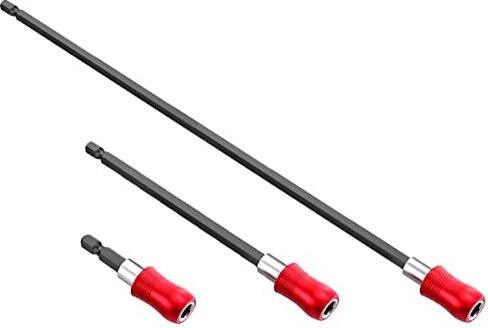 Saipe 3pcs Drill Bit Extension Set 1/4” Hex Shank Quick Release Magnetic Screwdriver Drill Bits Holder Bar Chuck Adapter Screw Driver Drill Bit Extender 60/150/300mm Length