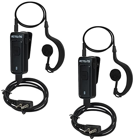 Retevis AI Active Noise-canceling Walkie Talkie Earpiece, C-Type Two Way Radio Headset，2 Pin ear hook headphones with USB Charging Cable Compatible with RT24 RT27 RT622 Baofeng UV5R(1 Pcs)