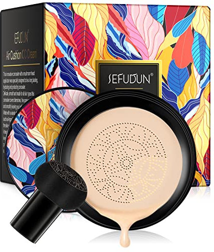 BB Cream, CC Cream, Fondotinta CC Crema con Fungo Testa D'aria Cuscino CC Crema Fondotinta Copertura Completa per Trucco impeccabile, Anche Tonalità Della Pelle (Naturale)