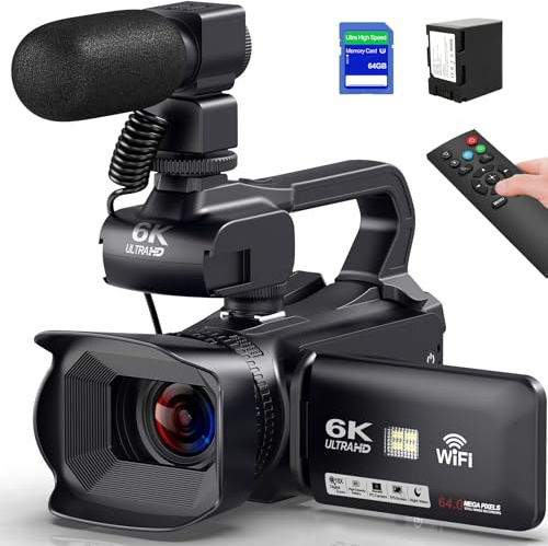 Caméscope 6K 64MP 18X Zoom Numérique Vision Nocturne Vlogging Caméra Vidéo