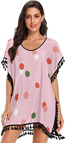 FRODOTGV Konfetti abstraktes Muster, handgezeichnetes Damenkleid, Quastenkleid, Badeanzug, Strandvertuschungen für Badebekleidung, Konfetti, abstraktes Muster, handgezeichnet, Medium