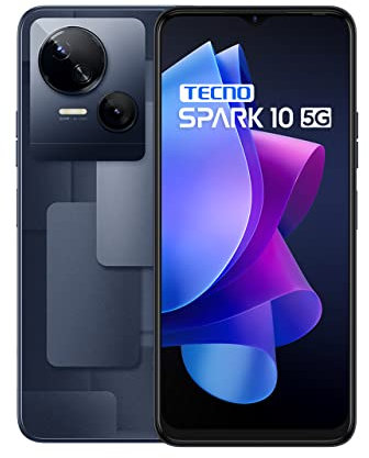 Tecno Mobile Spark 10 5G Smartphone (Android, Dual SIM, 1612 x 720 HD+, 4 GB RAM, 64 GB di memoria, Octa-Core, doppia fotocamera 50 MP), Meta Black
