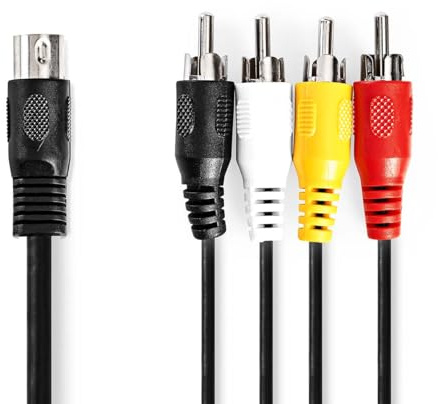 DIN-Audio-Kabel DIN 5-Pin Stecker | 4x RCA Stecker | Vernickelt | 1.00 m | Rund | PVC | Schwarz | Label