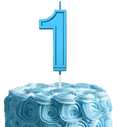 Blue 1 Number Birthday Candles for Cake, 2.76 Inch Cake Topper Number 1 Candles for Wedding Anniversary Cake Decorations, Happy Birthday Party Decorations