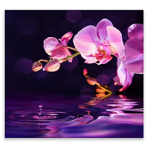 SMTDeco Herdabdeckplatte 50×52 cm – ESG gehärtetes Glas, kratzfest & rutschfest – Spritzschutz & Schneidebrett – für Induktion/Ceranfeld – 1-teilig, Motiv Blumen Schwarz