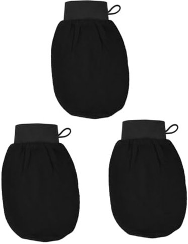 DOITOOL 3stücke Bath Exfoliating Scrub Gloves Peelinghandschuhe Für Dusche Entfernt Abgestorbene Haut Für Männer Und Frauen Maschinenwaschbar Schwarz Dehnbar Einfach Zu Nutzen