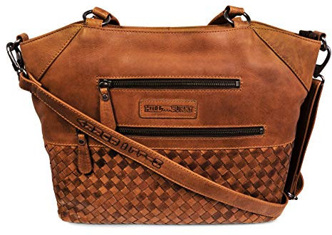 HillBurry Damen Shopper | aus weichem hochwertigem Rindsleder - Vintage Elegante Fashion Bag Beutel | Umhängetaschen Schulterbeutel - Abendtasche | Handtasche - Schultertasche (Braun)