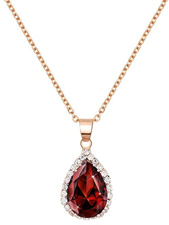 Linawe Crystal Chain Necklace for Women Trendy, Imitation Diamond Pendant, Statement Cubic Zirconia Boho Jewellery Set, 14K Gold/Rose Gold/Silver Birthstone Necklace