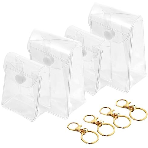 LALAFINA 4stücke Teiliges Transparente Mini-aufbewahrungstaschen Für Lippenstift Und Lippenbalsam Pvc Organizer Mit Schlüsselanhänger Für Praktische Aufbewahrung Und Stilvolle