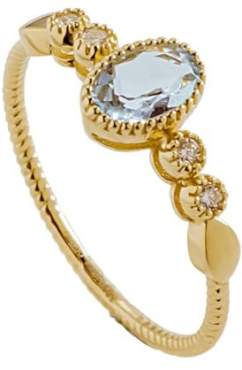 Musihy Verlobungsring Damen, Damenmode-Ring mit ovalem Moissanit, 9K Gold, Größe 62 (19.7)