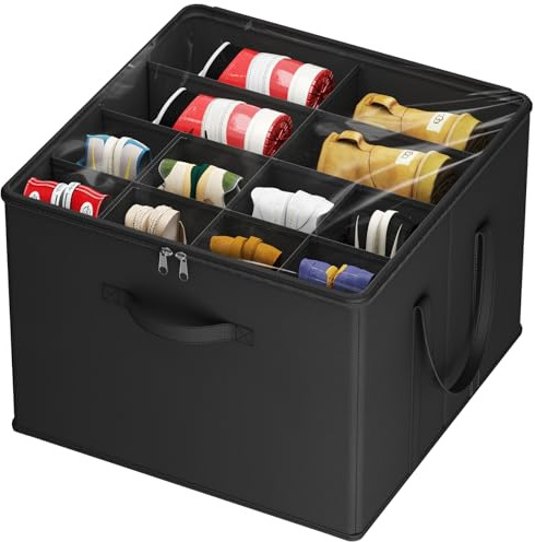 Lifewit Schuhorganizer mit Griffen für 12-16 Paar Schuhe, 1er Set, Schwarz | Platzsparende Schuhbox mit Fächern und transparentem Deckel, fasst 12‑16 Paar Schuhe, geeignet für Kleiderschränke