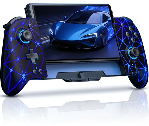 CoguyTech Controller für Nintendo Switch/OLED, RGB-Handcontroller mit Turboprogrammierung und Einstellbarer Vibration, kabelloser Bluetooth-Controller Joypad Switch mit 1000 mAh