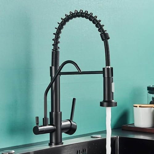 Kiten-Wasserhahn, Kiten-Filter-Wasserhahn, Messing-Wasserhahn, Wasserfilter-Wasserhahn, Doppel-Trinkwasserhahn, Waschbecken-Mischbatterie, Typ B, Mattschwarz