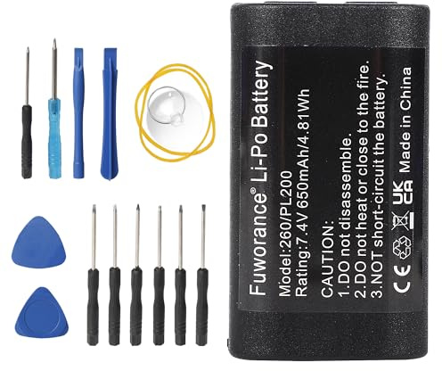 Fuworance 650 mAh 7,4 V 4,81 Wh ersättningsbatteri kompatibel med 3M PL200 W003688, 14430, S0895880 skanner etikettskrivare uppladdningsbart litiumbatteri