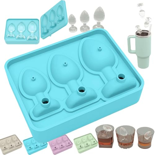 Funny Butt Plug Shaped Ice Cube Mold,Prank Ice Cube Mold,Adult Prank Bachelor Bachelorette Party Ice Cube Molds,Novelty Silicone Prank Anal Plug Ice Cube Mold Tray for Bar,Cocktails,Whiskey,Coffee