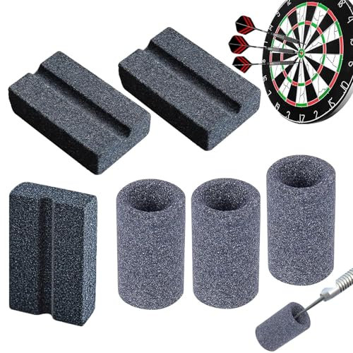 Dart Sharpener, 6Pcs Dart Tip Dart Point Sharpener Darts V-Sharp Sharpening Stone Darts Gifts Sand Stone Darts Burrs Remover Tool for Flights Arrow Knife Scissors