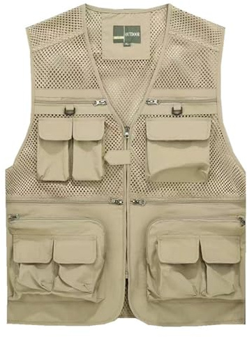 Btmpmcs Gilet de pêche d'extérieur pour homme avec de nombreuses poches - Séchage rapide - Léger - Multifonction - Sans manches - Pour la chasse, le camping, la photographie, la randonnée, le safari