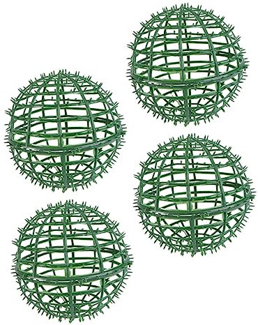 Gatuida 2 Sätze Blumenarrangement Topiary Kugelform Formballenhalter Weiß Gefälschter Buchsbaum Topiary Kugelrahmen Anordnung Buchsbaum Formschnitt Drinnen Green Plastik 4 Stück * 2