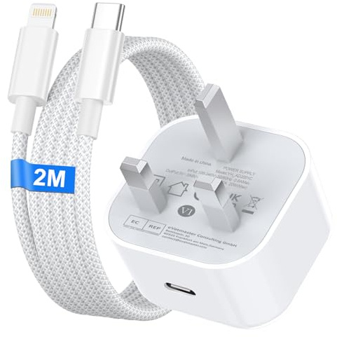 For iPhone Charger Fast Charge, 20W iPhone Fast Charger Plug with 2M USB C to Light-ning Cable for iPhone 14 13 12 11 Pro Max/Mini/XS/SE/8, USB C Plug Phone charger USBC Power Adapter