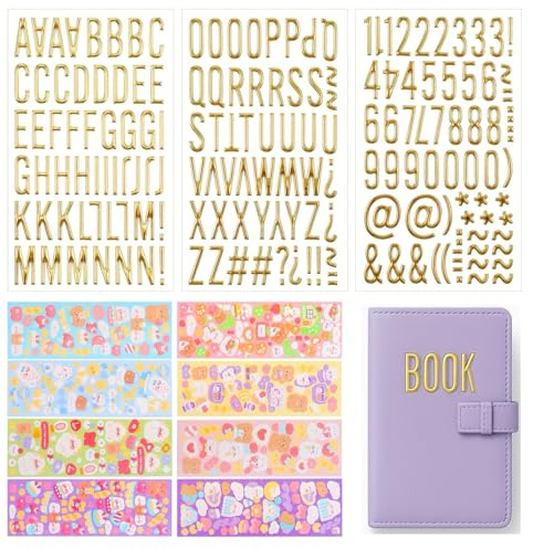 ZMDMAH 13 Blatt Aufkleber, Glitzer Aufkleber Goldbuchstaben zum Kleben Buchstaben Glitzer Sticker Gold 3D Selbstklebende Graffiti Style Deko für DIY Handwerk Laptop Koffer