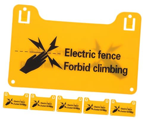 CAXUSD Cartelli di Avvertimento Recinzione Elettrica 6 Pezzi Plastica Preforati Sicurezza per Cortili Case Fattorie Installazione Facile