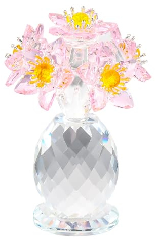 Arikyrist Pink Crystal Bouquet Figurine Ornaments Gifts for Women Wife | Collectible Keepsake for Girls Girlfriend, Floral Ornaments Gifts for Daughter Tabletop Centerpieces Home Decor